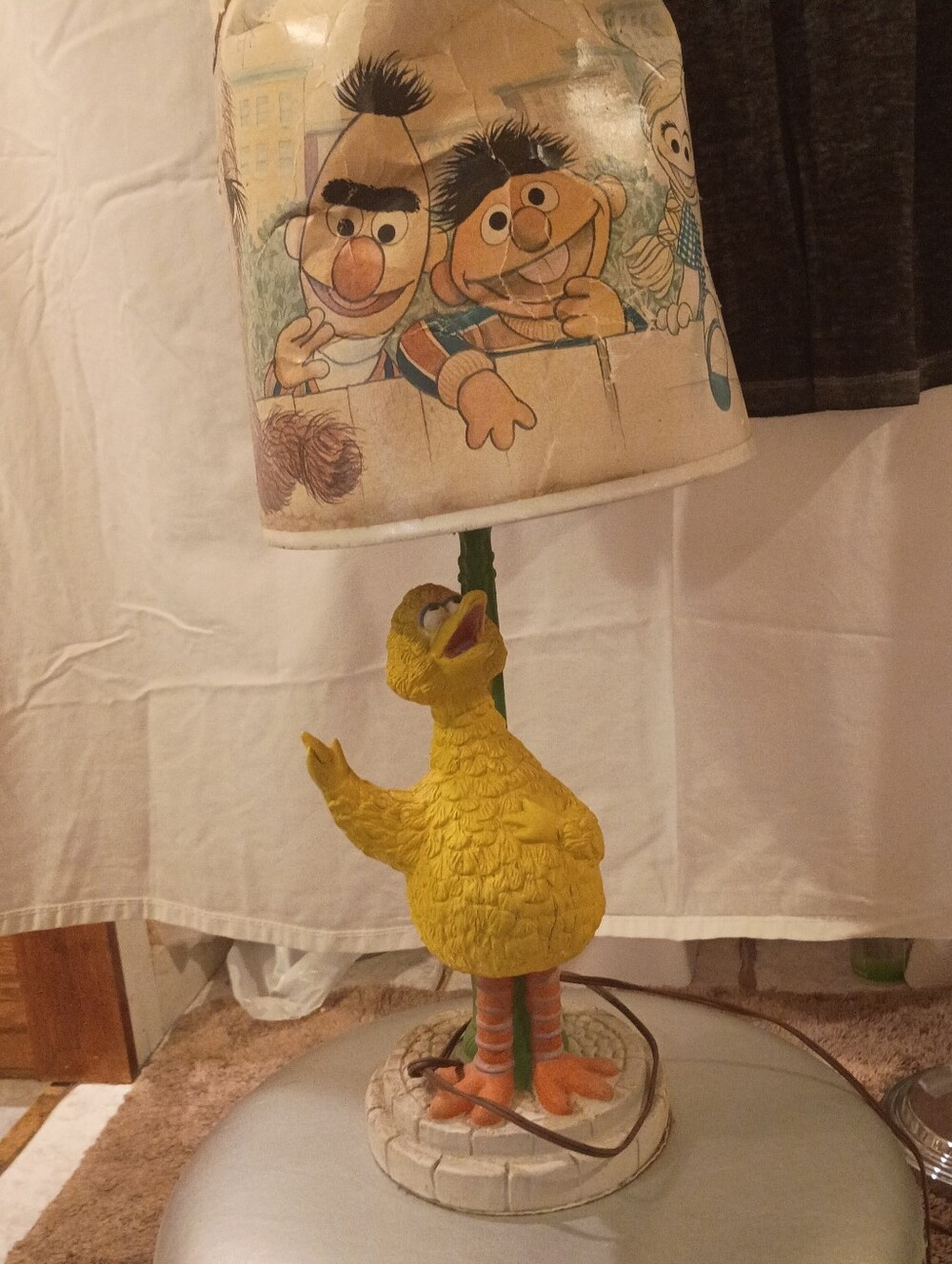 Vintage 1970's Sesame Street Big Bird Table Lamp With Shade